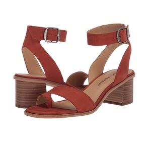 Lucky Brand Loklin Heeled Sumac Leather Suede Sandal